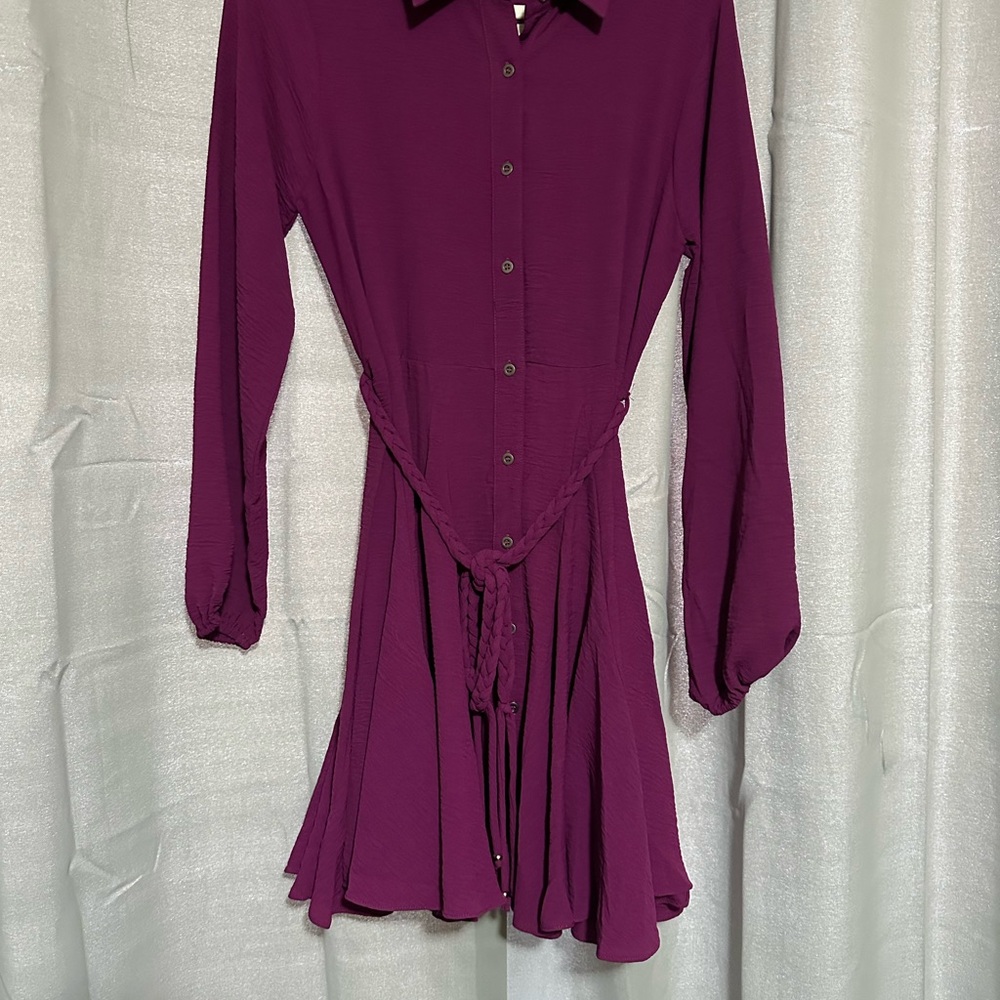 Hem & Thread Deep Purple Long Sleeve Dress